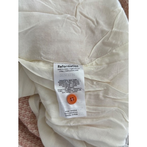 Reformation Effie Dress – Peach Check – Size 8 – NWT – Button Front Mini Dress - Picture 7 of 7